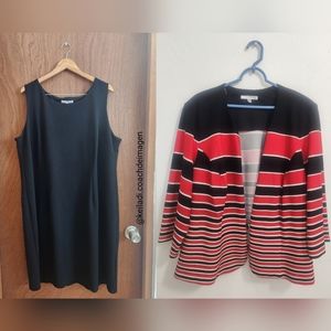 STUDIO ONE PLUS SIZE MULTI COLOR BLAZER WITH BLACK MIDI DRESS SIZE 22W